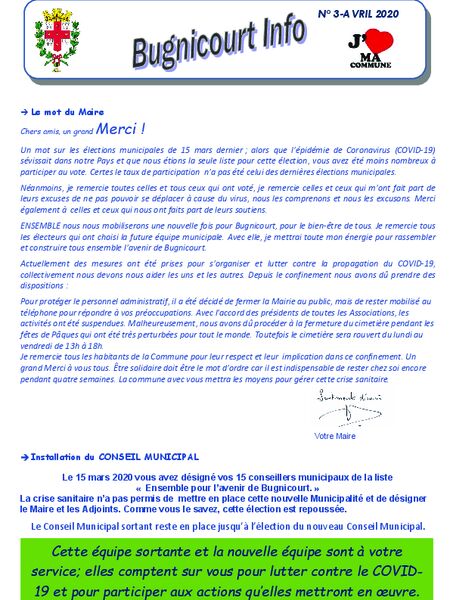 Bugnicourt Info Avril 2020