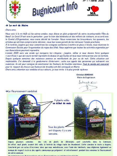 Bugnicourt Info Août 2020