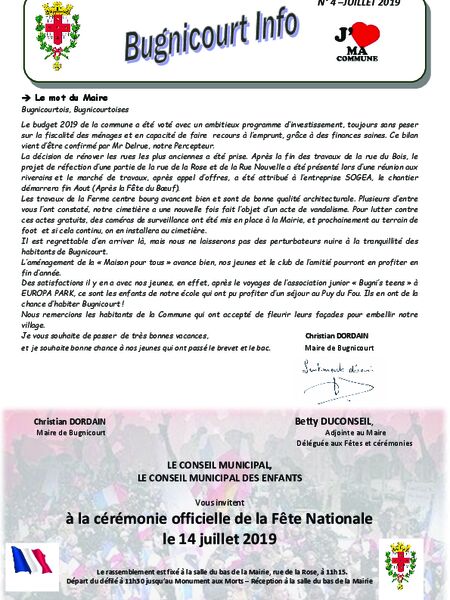 Bugnicourt Info Juillet 2019