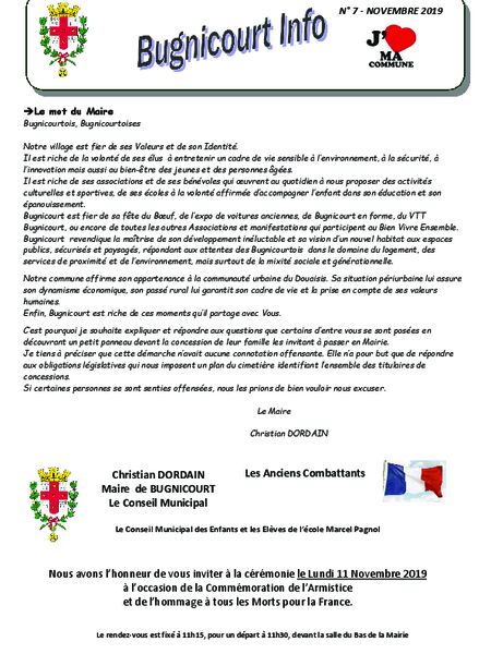 Bugnicourt Info Novembre 2019 (1ère partie)